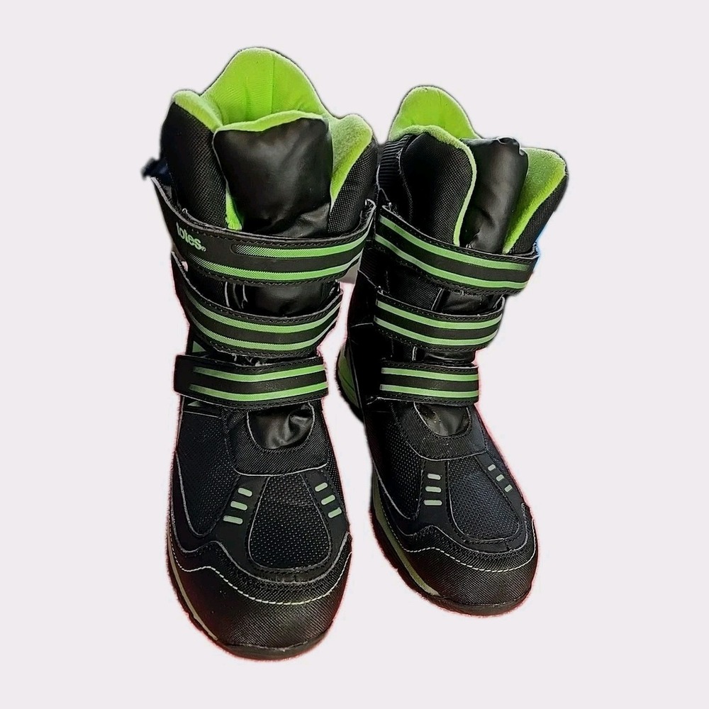 Totes Womans Snow Boots Lucas 11 Size 6M Black & Green